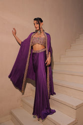 DHWANI WRAP – Deep Purple Cape Wrap Set